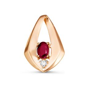 Золотая подвеска КЮЗ Del'ta DБР435542гт с бриллиантом и рубином DБР435542гт фото