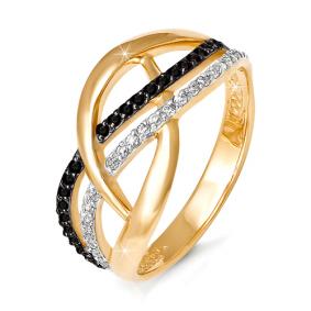 Золотое кольцо КЮЗ Del'ta DБР510001 с бриллиантом и чёрным бриллиантом DБР510001 фото