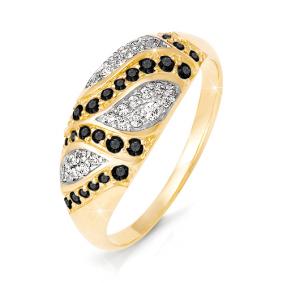 Золотое кольцо КЮЗ Del'ta DБР510010 с бриллиантом и чёрным бриллиантом DБР510010 фото