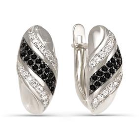 Серьги из белого золота КЮЗ Del'ta DБР520004 с бриллиантом DБР520004 фото