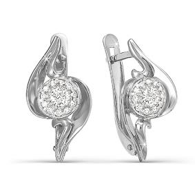 Золотые серьги КЮЗ Del'ta DБр120077 с бриллиантом DБр120077 фото