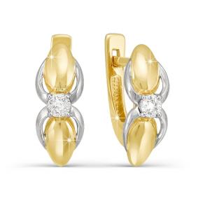 Серьги из лимонного золота КЮЗ Del'ta DБр120515л с бриллиантом DБр120515л фото