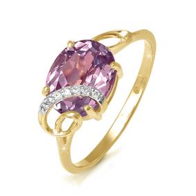 Золотое кольцо КЮЗ Del'ta DЛ310139 с фианитом и аметистом DЛ310139 фото
