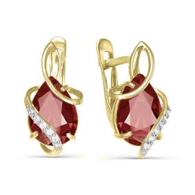 Золотые серьги КЮЗ Del'ta DЛ320121 с фианитом и гранатом DЛ320121 фото