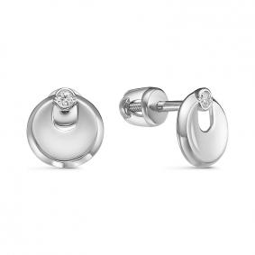Серьги из белого золота КЮЗ Del'ta Dб0500251 с фианитом Dб0500251 фото