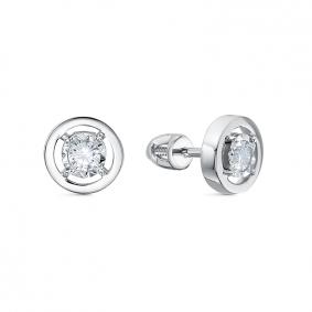 Серьги из белого золота КЮЗ Del'ta Dб0503636 с фианитом Dб0503636 фото