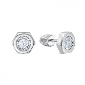 Серьги из белого золота КЮЗ Del'ta Dб0503685 с фианитом Dб0503685 фото