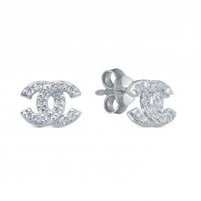 Серьги из белого золота КЮЗ Del'ta Dб0504655 с фианитом Dб0504655 фото