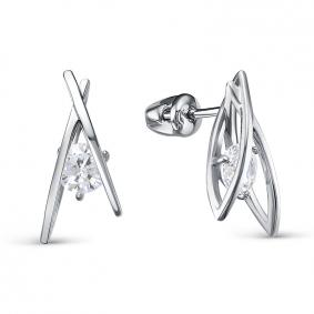 Серьги из белого золота КЮЗ Del'ta Dб0505486 с фианитом Dб0505486 фото