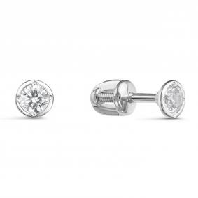 Серьги из белого золота КЮЗ Del'ta Dб051015 с фианитом Dб051015 фото