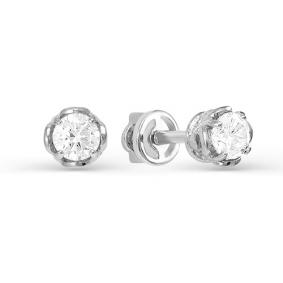 Серьги из белого золота КЮЗ Del'ta Dб052082 с фианитом Dб052082 фото