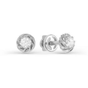 Серьги из белого золота КЮЗ Del'ta Dб052090 с фианитом Dб052090 фото