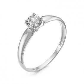 Кольцо из белого золота КЮЗ Del'ta Dб1100109 с фианитом Dб1100109 фото