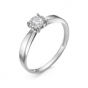 Кольцо из белого золота КЮЗ Del'ta Dб1100127 с фианитом Dб1100127 фото