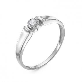 Кольцо из белого золота КЮЗ Del'ta Dб1100135 с фианитом Dб1100135 фото