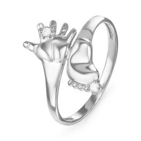 Кольцо из белого золота Ручка младенца КЮЗ Del'ta с фианитом Dб114739 Dб114739 фото