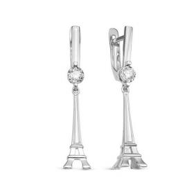 Серьги из белого золота КЮЗ Del'ta Dб1200029 с фианитом Dб1200029 фото