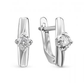 Серьги из белого золота КЮЗ Del'ta Dб1200108 с фианитом Dб1200108 фото