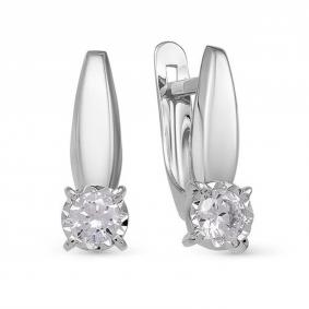 Серьги из белого золота КЮЗ Del'ta Dб1200113 с фианитом Dб1200113 фото