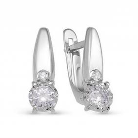 Серьги из белого золота КЮЗ Del'ta Dб1200119 с фианитом Dб1200119 фото