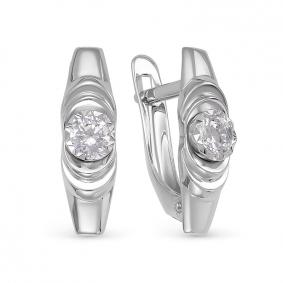 Серьги из белого золота КЮЗ Del'ta Dб1200121 с фианитом Dб1200121 фото