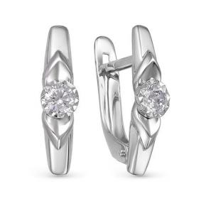 Серьги из белого золота КЮЗ Del'ta Dб1200126 с фианитом Dб1200126 фото