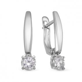 Серьги из белого золота КЮЗ Del'ta Dб1200127 с фианитом Dб1200127 фото