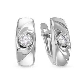 Серьги из белого золота КЮЗ Del'ta Dб1200136 с фианитом Dб1200136 фото