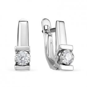 Серьги из белого золота КЮЗ Del'ta Dб1200191 с фианитом Dб1200191 фото
