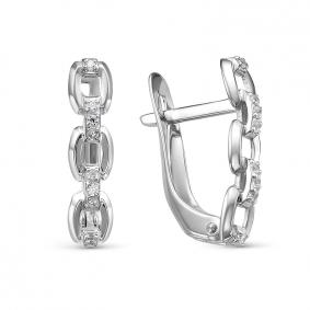 Серьги из белого золота КЮЗ Del'ta Dб1200298 с фианитом Dб1200298 фото