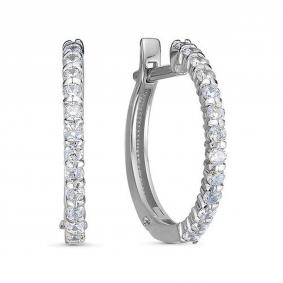 Серьги из белого золота КЮЗ Del'ta Dб1202408 с фианитом Dб1202408 фото