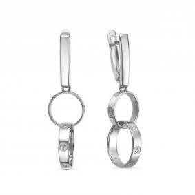 Серьги из белого золота КЮЗ Del'ta Dб1202643 с фианитом Dб1202643 фото
