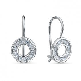 Серьги из белого золота КЮЗ Del'ta Dб1202744 с фианитом Dб1202744 фото