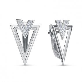 Серьги из белого золота КЮЗ Del'ta Dб1202749 с фианитом Dб1202749 фото