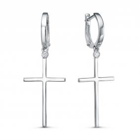 Золотые серьги-крест КЮЗ Del'ta с фианитом Dб1202910 Dб1202910 фото