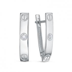 Серьги из белого золота КЮЗ Del'ta Dб1203332 с фианитом Dб1203332 фото