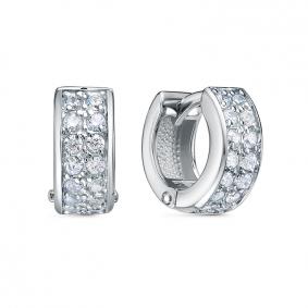 Серьги из белого золота КЮЗ Del'ta Dб1203734 с фианитом Dб1203734 фото
