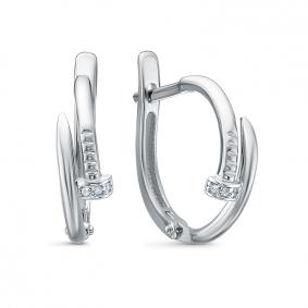 Серьги из белого золота КЮЗ Del'ta Dб1204111 с фианитом Dб1204111 фото