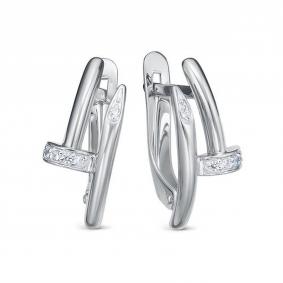 Серьги из белого золота КЮЗ Del'ta Dб1204714 с фианитом Dб1204714 фото