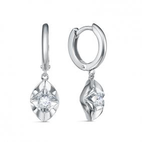 Серьги из белого золота КЮЗ Del'ta Dб1206216 с фианитом Dб1206216 фото