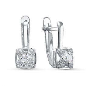 Серьги из белого золота КЮЗ Del'ta Dб1206658 с фианитом Dб1206658 фото