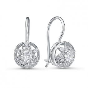 Серьги из белого золота КЮЗ Del'ta Dб1206689 с фианитом Dб1206689 фото