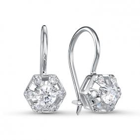 Серьги из белого золота КЮЗ Del'ta Dб1206705 с фианитом Dб1206705 фото