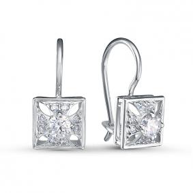 Серьги из белого золота КЮЗ Del'ta Dб1206710 с фианитом Dб1206710 фото
