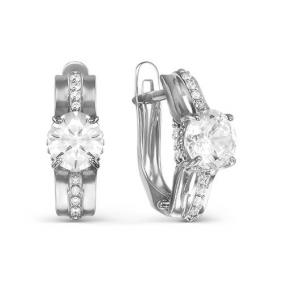 Серьги из белого золота КЮЗ Del'ta Dб124462 с фианитом Dб124462 фото