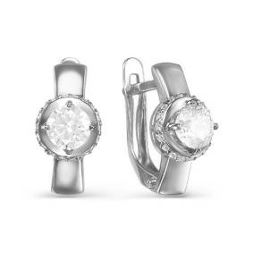 Серьги из белого золота КЮЗ Del'ta Dб124466 с фианитом Dб124466 фото