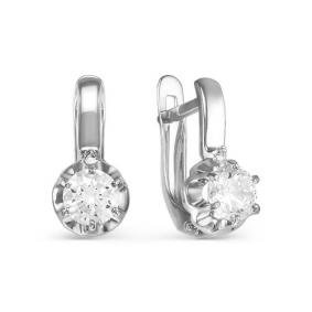 Серьги из белого золота КЮЗ Del'ta Dб124486 с фианитом Dб124486 фото