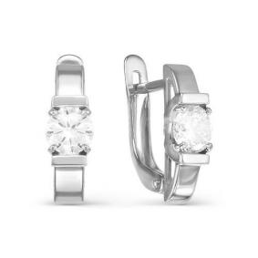Серьги из белого золота КЮЗ Del'ta Dб124489 с фианитом Dб124489 фото