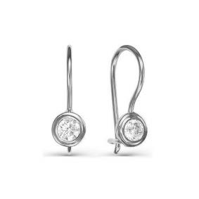 Серьги из белого золота КЮЗ Del'ta Dб124922 с фианитом Dб124922 фото