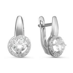 Серьги из белого золота КЮЗ Del'ta Dб126402 с фианитом Dб126402 фото